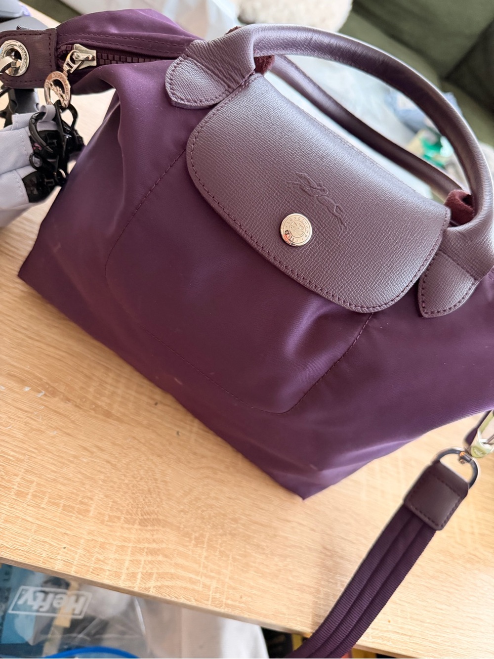 Longchamp Crossbody Le Pliage Nylon Bag - Plum - Picture 2 of 8
